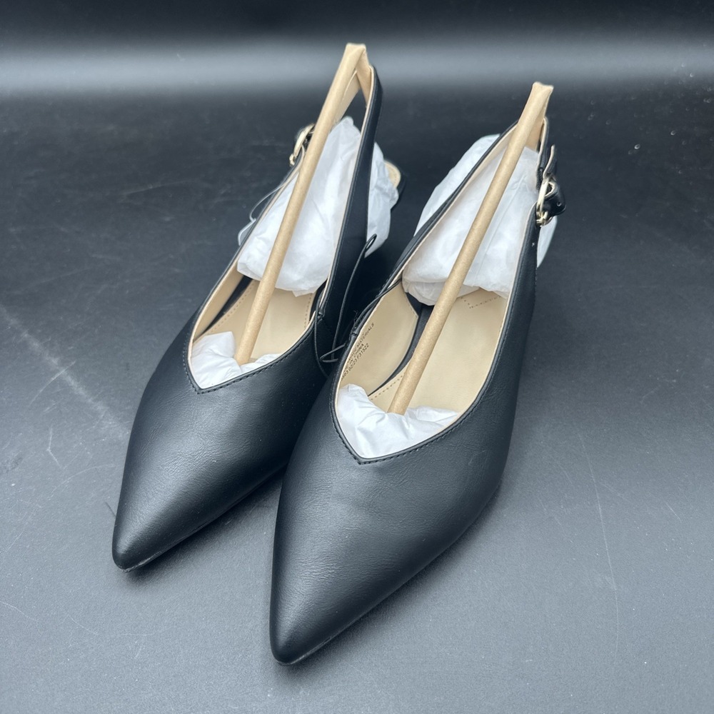Liz Claiborne Womens Quebec‎ Black Slingback Heels Shoes 6 M